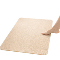 Anti-Slip Shower Loofah Bathroom Bath Mat Carpet Water Drains 40 x 60cm -Beige