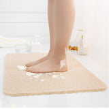 Anti-Slip Shower Loofah Bathroom Bath Mat Carpet Water Drains 40 x 60cm -Beige