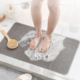 Anti-Slip Shower Loofah Bathroom Bath Mat Carpet Water Drains 40 x 60cm -Grey