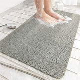 Anti-Slip Shower Loofah Bathroom Bath Mat Carpet Water Drains 40 x 60cm -Grey