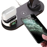 6 in 1 Wireless Charger Dock Charging Station For iPhone Samsung Apple Watch -Black