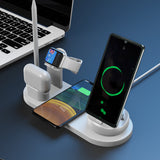 7 in 1 Wireless Charger Dock Charging Station For iPhone Samsung Apple Watch -White