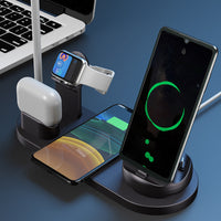 7 in 1 Wireless Charger Dock Charging Station For iPhone Samsung Apple Watch -Black