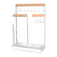 Jewelry Display Hanging Rack Storage Organizer with Earring Tray and Holes 4-Tier