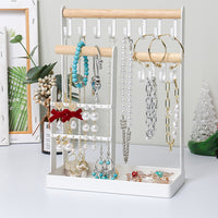 Jewelry Display Hanging Rack Storage Organizer with Earring Tray and Holes 4-Tier