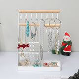 Jewelry Display Hanging Rack Storage Organizer with Earring Tray and Holes 4-Tier