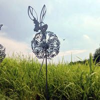 Fairies Dandelions Dance Together Outdoor Garden Statue Stainless Steel Yard Fairy Sculpture Garden Decoration-Style 3