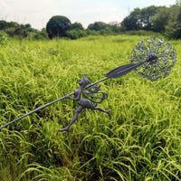 Fairies Dandelions Dance Together Outdoor Garden Statue Stainless Steel Yard Fairy Sculpture Garden Decoration-Style 4