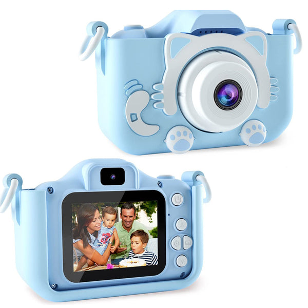 Mini Digital Children Camera 1080P Dual Lens Camera Toy Kids Gift -Blue