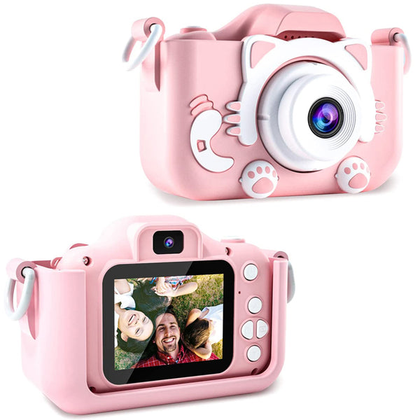 Mini Digital Children Camera 1080P Dual Lens Camera Toy Kids Gift -Pink