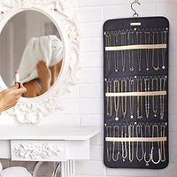 Double-Sided Hanging Jewelry Display Organizer Storage Roll with Hook-L-Black