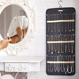 Double-Sided Hanging Jewelry Display Organizer Storage Roll with Hook-L-Black