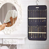 Double-Sided Hanging Jewelry Display Organizer Storage Roll with Hook-S-Black