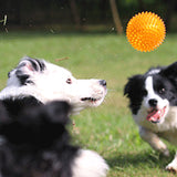 Set of 2 Pcs Pet Dog Squeaky Toys Spiky Dog Balls Cleaning Teeth Chewing Toys -Orange and Purple