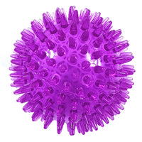 Set of 2 Pcs Pet Dog Squeaky Toys Spiky Dog Balls Cleaning Teeth Chewing Toys -Orange and Purple