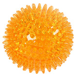 Set of 2 Pcs Pet Dog Squeaky Toys Spiky Dog Balls Cleaning Teeth Chewing Toys -Orange and Purple