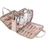 Travel Toiletry Bag Portable Makeup Organizer Stand Up Cosmetic Bag -Pink