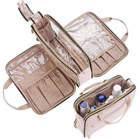 Travel Toiletry Bag Portable Makeup Organizer Stand Up Cosmetic Bag -Pink