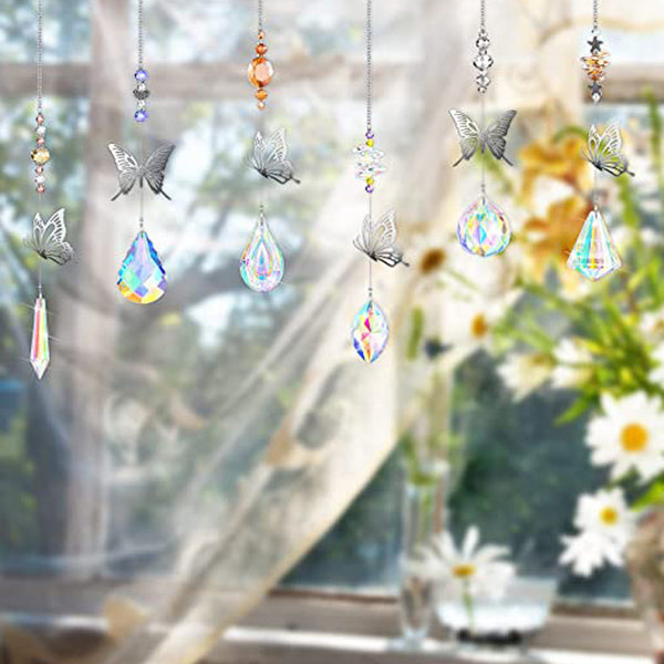 Set of 7Pcs Butterfly Suncatcher Hanging Sun Catcher Pendant Rainbow Prism Home Window Decor