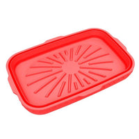 Silicone Air Fryer Baking Pot Foldable Rectangular Oven Baking Tray Liner for Ninja DZ 201/401-Red