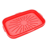 Silicone Air Fryer Baking Pot Foldable Rectangular Oven Baking Tray Liner for Ninja DZ 201/401-Red