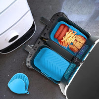 4Pcs Set Reusable Air Fryer Accessories Basket Silicone Pot for NinjaDZ201-Blue