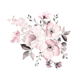 Removable Wall Stickers Watercolour Dusty Pink Flowers Leaves Home Decor