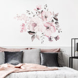 Removable Wall Stickers Watercolour Dusty Pink Flowers Leaves Home Decor