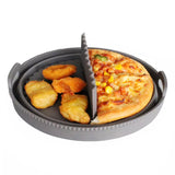 Foldable Round Air Fryer Baking Tray Silicone Reusable Air Fryer Liners with Dividing Pad-Gray