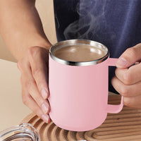 4Pcs Set 450mL Stainless Steel Mug Office Cup with Lid Milk Cup Pink