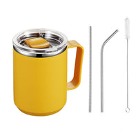 4Pcs Set 450mL Stainless Steel Mug Office Cup with Lid Milk Cup Orange