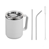 4Pcs Set 450mL Stainless Steel Mug Office Cup with Lid Milk Cup White