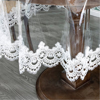 Table Cloth Waterproof PVC Round Dining Transparent Lace Oilproof Tablecloth 80 cm Diameter-Style 1