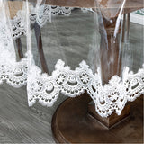 Table Cloth Waterproof PVC Round Dining Transparent Lace Oilproof Tablecloth 130 cm Diameter-Style 1