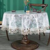 Table Cloth Waterproof PVC Round Dining Transparent Lace Oilproof Tablecloth 80 cm Diameter-Style 3