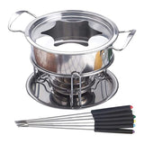 10 Pieces Stainless Steel Fondue Set for Cheese Chocolate Dipping with 6 Forks