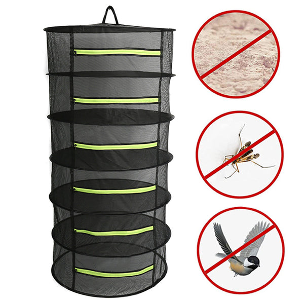 6-Layer Herb Plant Drying Rack Collapsible Dry Net Hanging Drying Rack with Storage Bag