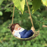 Garden Hanging Ornament Statue Waterproof Resin Decoration Decor Gift-Brown Hat Santa Claus Style