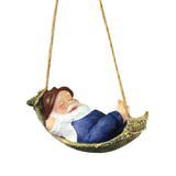 Garden Hanging Ornament Statue Waterproof Resin Decoration Decor Gift-Brown Hat Santa Claus Style