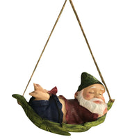 Garden Hanging Ornament Statue Waterproof Resin Decoration Decor Gift-Green Hat Santa Claus