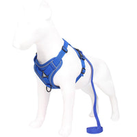 Reflective Dog Harness Lead Set No Pull Adjustable Pet Vest Leash Puppy L-Blue