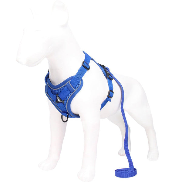 Reflective Dog Harness Lead Set No Pull Adjustable Pet Vest Leash Puppy XL-Blue