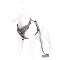 Reflective Dog Harness Lead Set No Pull Adjustable Pet Vest Leash Puppy L-Gray