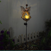 Solar Garden Stake Lights Metal Angel Solar Warm White LED Stake Light