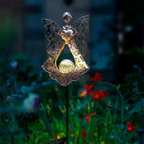 Solar Garden Stake Lights Metal Angel Solar Warm White LED Stake Light