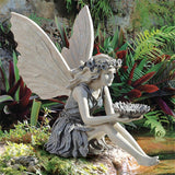 Garden Sitting Fairy Resin Statue Bird Feeder Angel Fairy Statue Figurine Yard Decoration