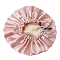 Women Double Layer Satin Silk Sleep Hat Hair Care Sleeping Bonnet Night Cap-Pink