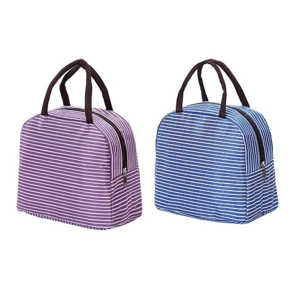 2Pcs Portable Insulated Thermal Cooler Lunch Box Carry Tote Picnic Case Storage Bag-Style 1