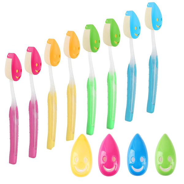 8 PCS Smile Face Toothbrush Cover Holder with Suction Cup