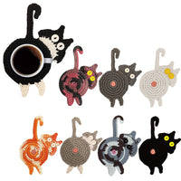 Set of 8pcs Handmade Woven Cat Butt Coasters Coffee Cup Mats Mug Pad for Home Office